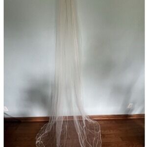Stella York Ivory Bridal Veil with Silver Edging & Crystal Accents